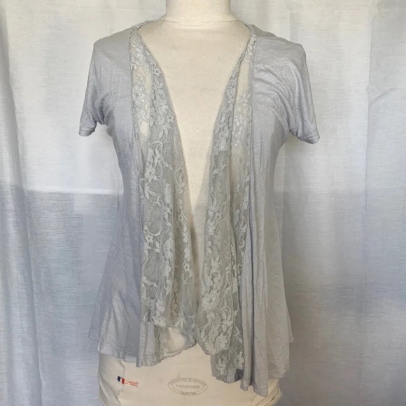 Lace Short Sleeve Open Cardigan - Picture 1 of 4